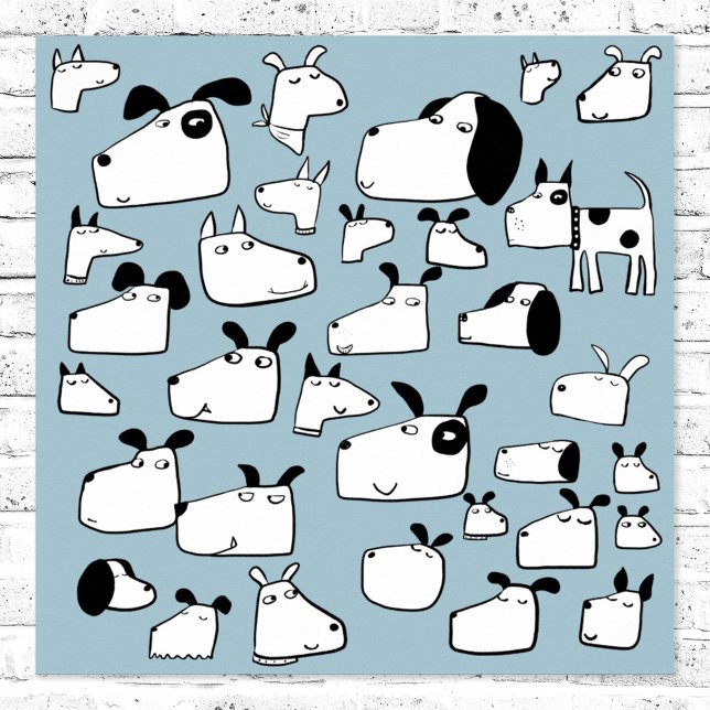 Poster Drôle dessin animé de chien (Funny cartoon dogs poster for animal lovers)