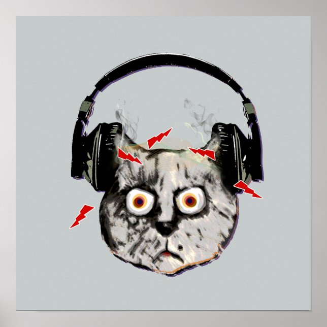 Poster drôle DJ cat boltz (Devant)