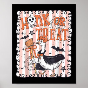 Poster Drôle d'oie effrayante d'automne Honk ou Treat Hal