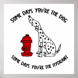 Poster Drôle Drôle Chien Dalmatien et Dessin Hydrant Feu