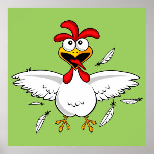 Poster Drôle Drôle Dingue Caricature Poulet Aile Fling