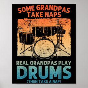 Poster Drôle Drummer Art Pour Grand-Père Hommes Drumline 