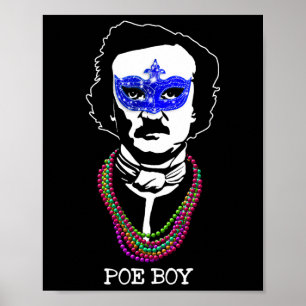 Poster Drôle Edgar Allan Poe Mardi Gras Mashup 1