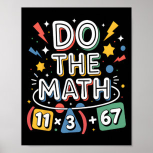 Poster Drôle équation mathématique scolaire de 100 jours 