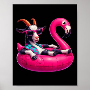Poster Drôle été chèvre rose poule fête Hawaiian été