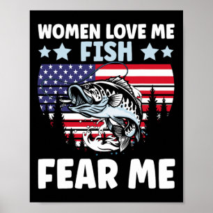 Poster Drôle Femmes M'Aime Poisson Peur Moi Hommes Vintag