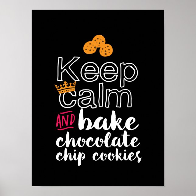 Poster Drôle Gardez le calme et cuire des cookies à base  (Devant)