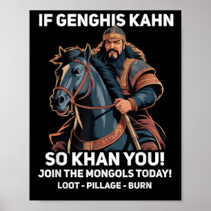 Poster Drôle Genghis Khan Citation Drôle Histoire de la M