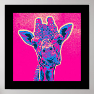 Poster Drôle Giraffe Sticking out son langue