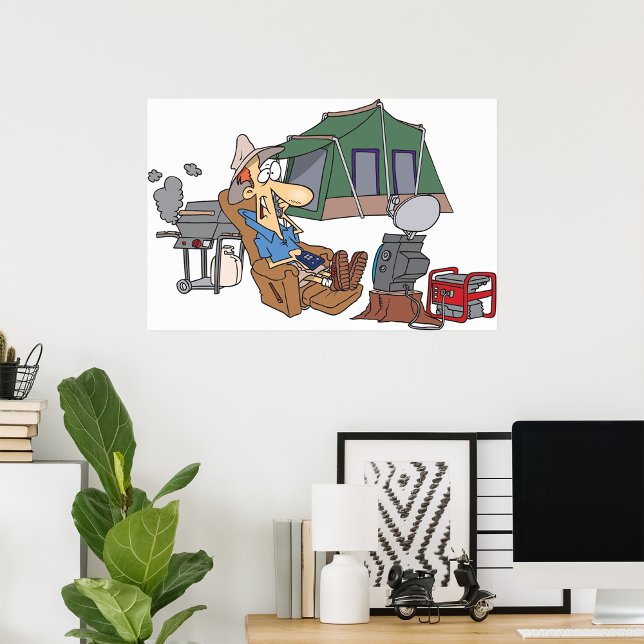 Poster Drôle Glamping Cartoon Camping de luxe (Créateur téléchargé)