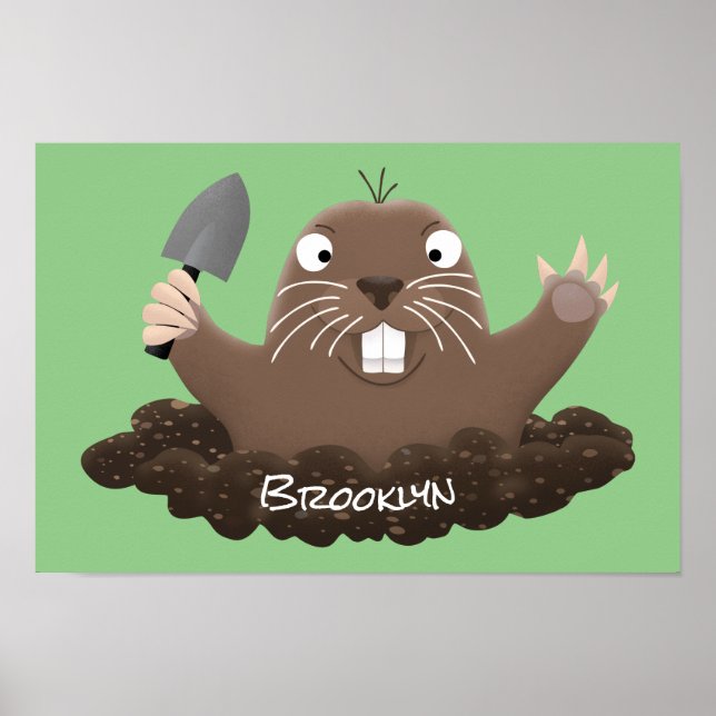Poster Drôle gopher de poche creusant dessin dessin de de (Devant)