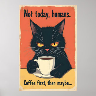 Poster Drôle Grumpy Cat Coffee Art