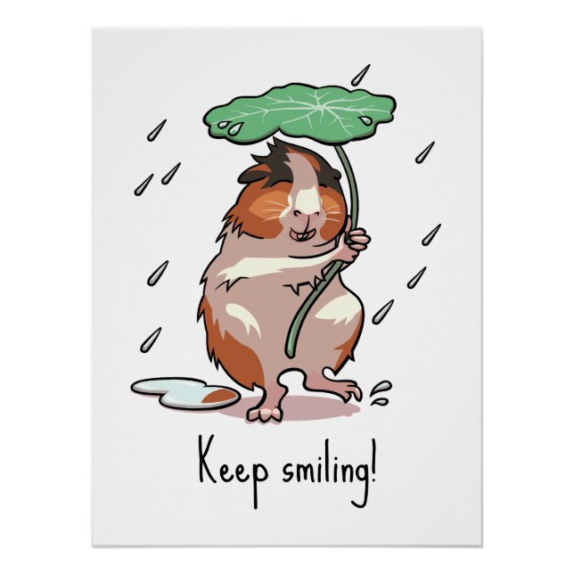 Poster Drôle Guinéen Cochon Continuer à sourire Pluie Dan (Devant)
