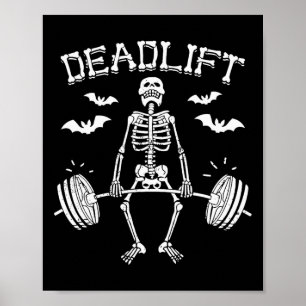 Poster Drôle Halloween Dire Squelette Barbell Gym Workou
