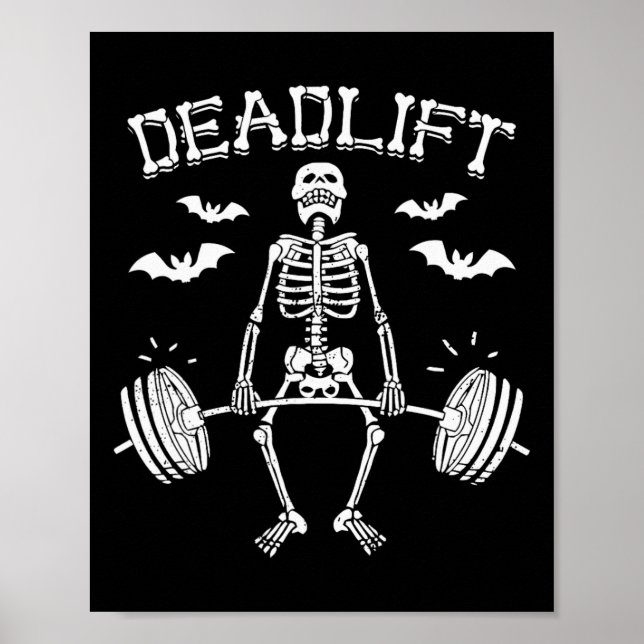 Poster Drôle Halloween Dire Squelette Barbell Gym Workou (Devant)