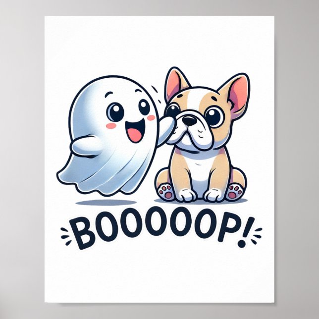 Poster Drôle Halloween Ghost French Bulldog Boop Easy Laz (Devant)