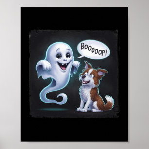 Poster Drôle Halloween Ghost Husky Chien Boop Silencieux 