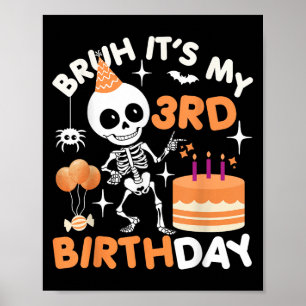 Poster Drôle Halloween Squelette d'anniversaire, Bruh Son