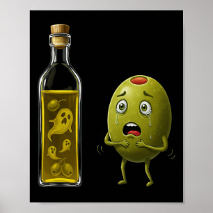Poster Drôle Huile d'olive fantôme Horreur Humour Hallowe