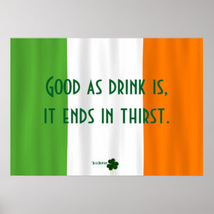Poster Drôle Irlandais Boire Proverb Shamrock Drapeau Pad