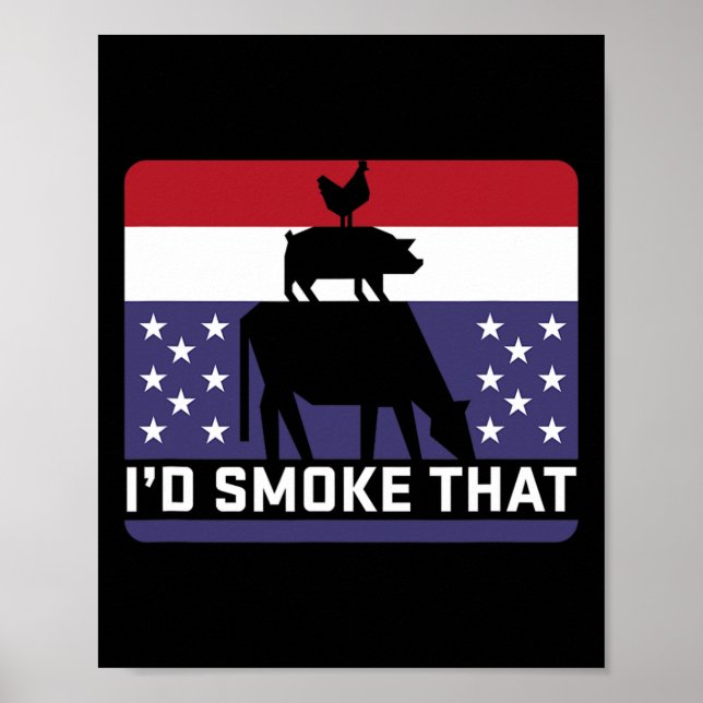 Poster Drôle je fumerais ce barbecue Retro Grilling Bbq (Devant)