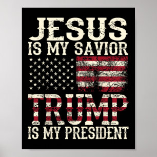 Poster Drôle Jésus Américain Est Mon Sauveur Trump Est Mo