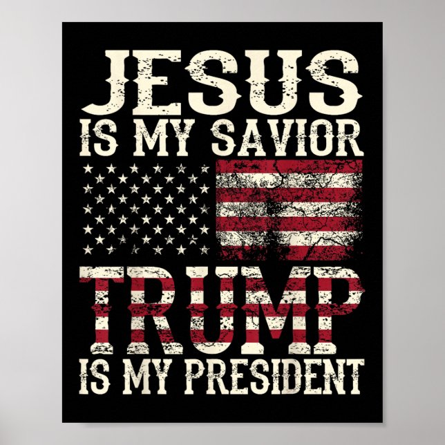 Poster Drôle Jésus Américain Est Mon Sauveur Trump Est Mo (Devant)