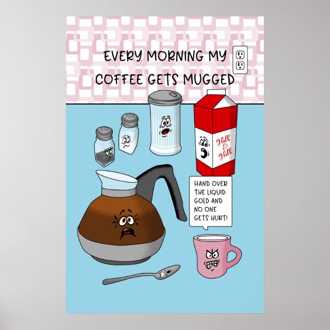Poster Drôle jeu de café de dessin animé (Devant)