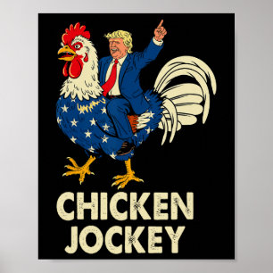 Poster Drôle Jockey De Poulet Trump Mème Pour Hommes Femm