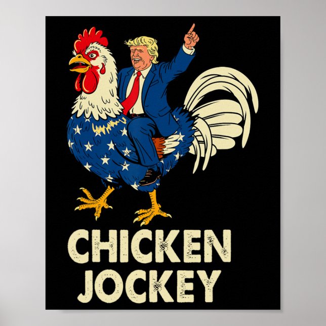 Poster Drôle Jockey De Poulet Trump Mème Pour Hommes Femm (Devant)