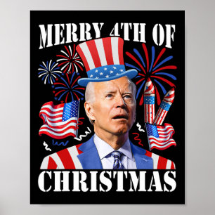 Poster Drôle Joe Biden Joyeux 4 de Noël 4 juillet