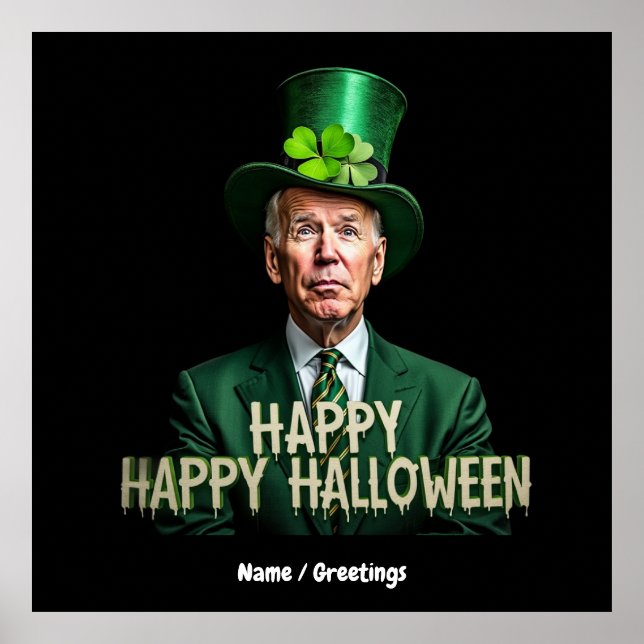Poster Drôle Joe Biden St Patrick's Day Confus (Devant)