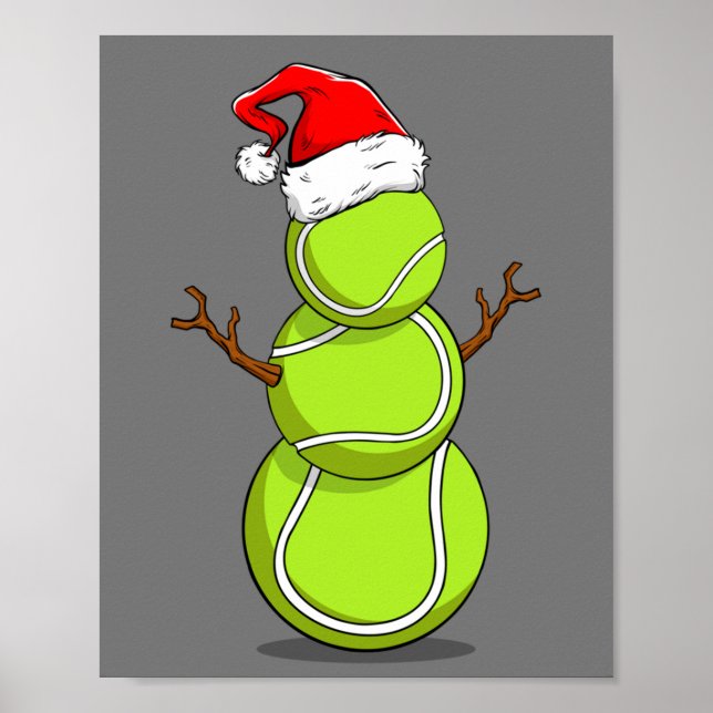 Poster Drôle joueur de tennis Snowman cadeau de Noël (Devant)