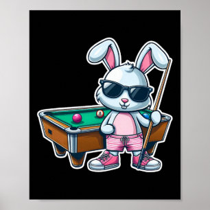 Poster Drôle Jour de Pâques Bunny Dunny Billard Garçons E