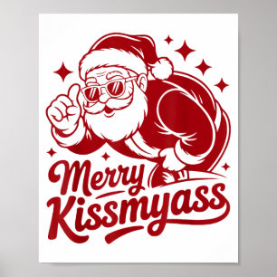 Poster Drôle Joyeux BaiserMon Noël Drôle Père Noël