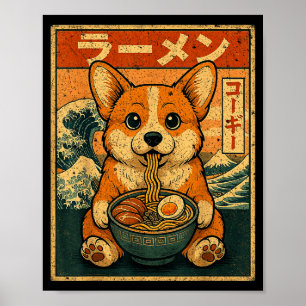 Poster Drôle Kawaii Ramen Corgi Nouilles Japonaises Corgi