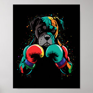 Poster Drôle Kickboxing Ou Boxer Chien Homme Femme Enfant