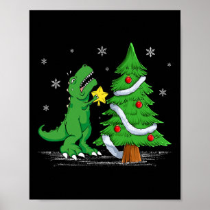 Poster Drôle Lutte Est Vrai Dinosaure T-rex Dino Christm