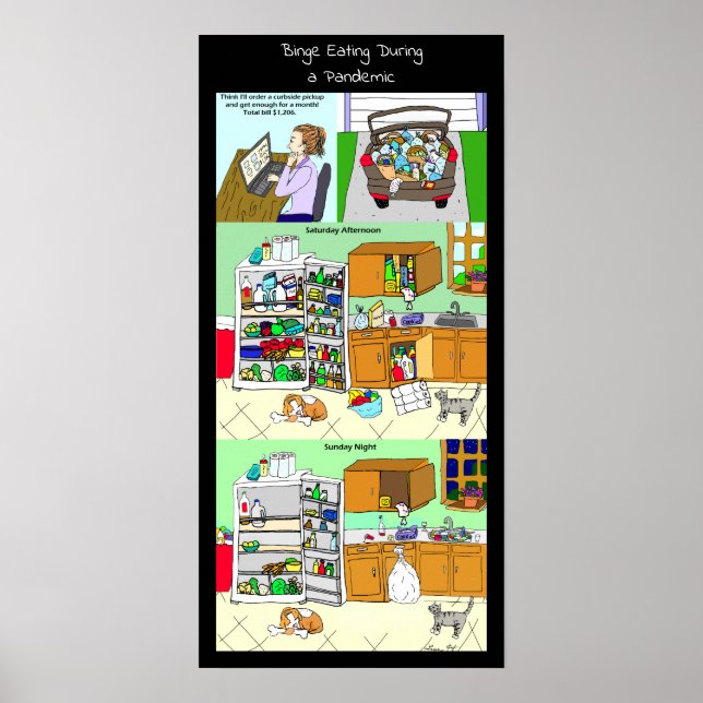 Poster Drôle manger en frénésie pendant une pandémie (Devant)