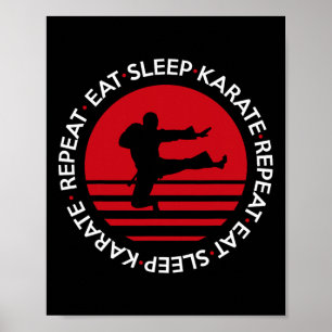 Poster Drôle Manger Sleep Karate Répéter