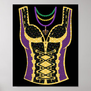 Poster Drôle Mardi Gras Costume Perles de Masque pour fem