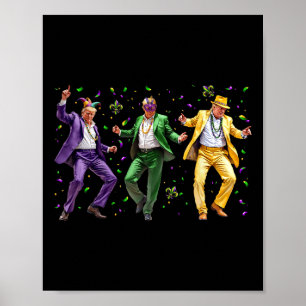 Poster Drôle Masqué Trump Danse Mardi Gras New Orleans Ym