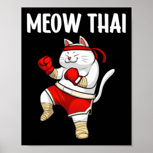 Poster Drôle Meow Thai Design Pour Hommes Femmes Muay Tha
