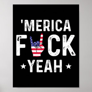 Poster Drôle Merica Ouais 4 Juillet