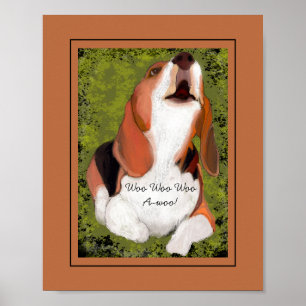 Poster Drôle, mignon Beagle Howling