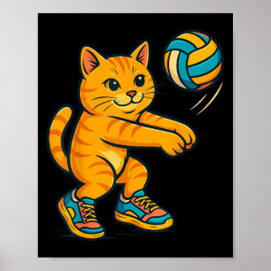 Poster Drôle mignon Chat Volleyball Joueur Fan Tee Traine