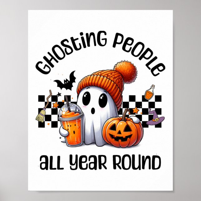 Poster Drôle mignon Déplaisant Fantôme Halloween Graphism (Devant)