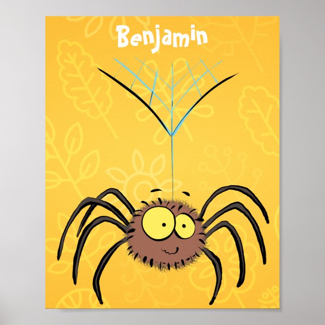Poster Drôle mignon dessin animé d'araignée moelleuse (Devant)