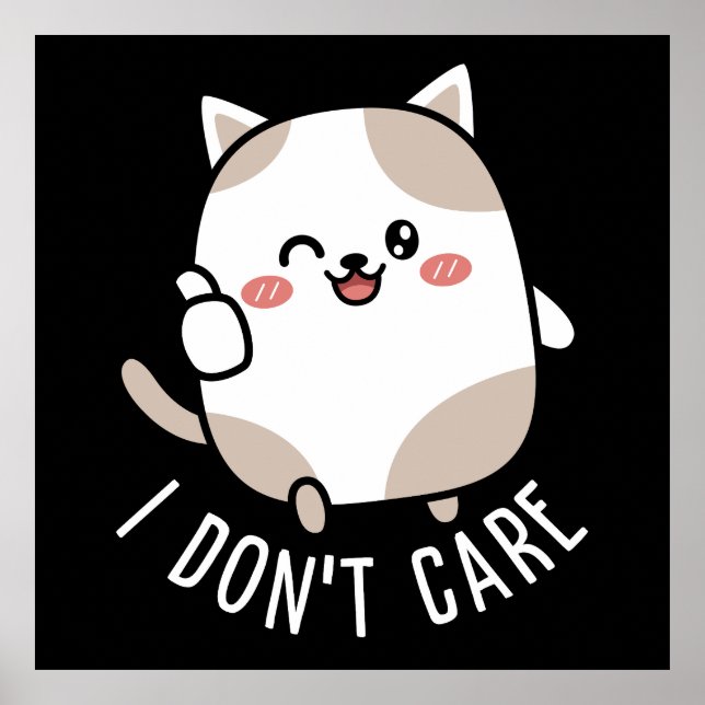 Poster Drôle mignon Thumbs Sarcastic Cat Hauteur Citation (Devant)