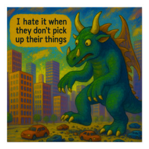 Poster Drôle monstre Kaiju art marchant sur les choses Im